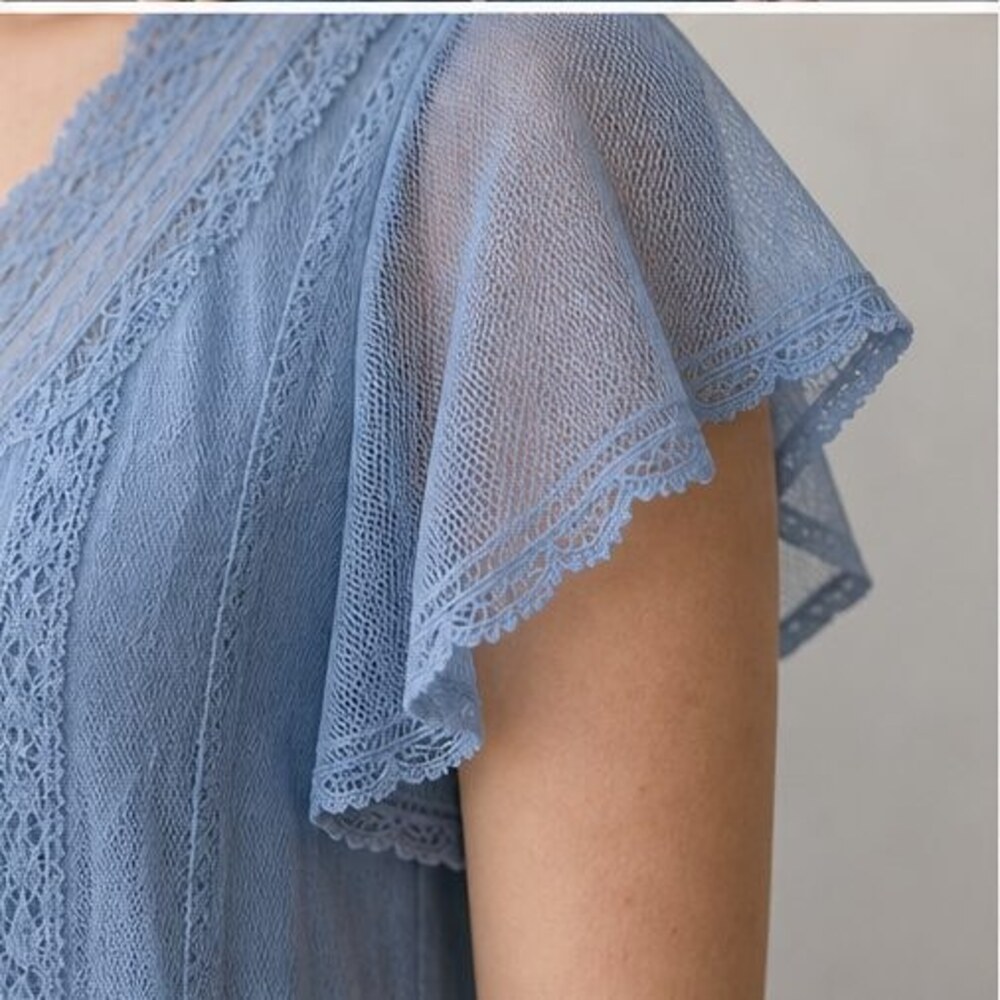 Blue Ruffle Blouse - Picture 5 of 6